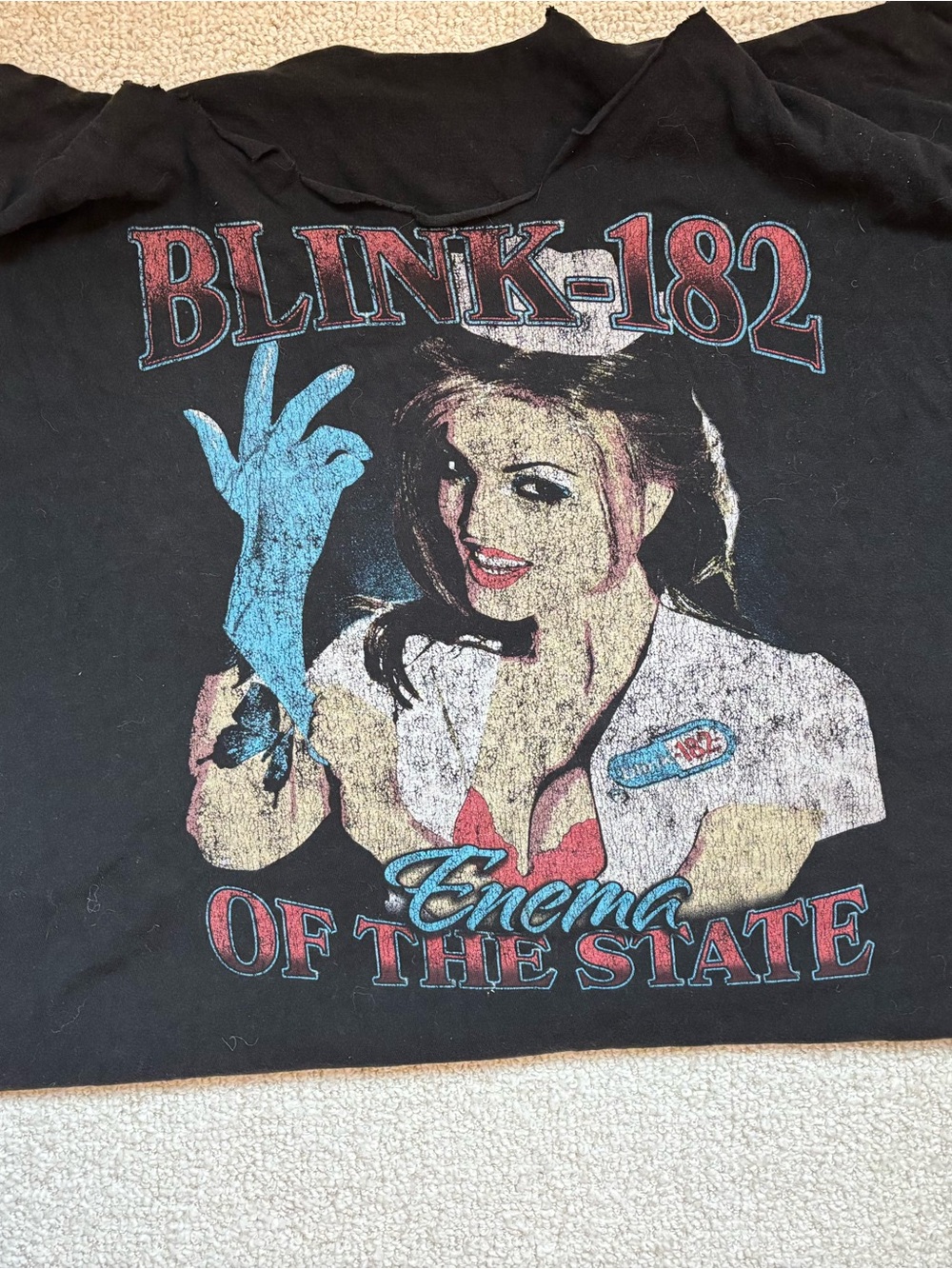 Oversized Blink 182 t-shirt with cut out neck/deconstructed
